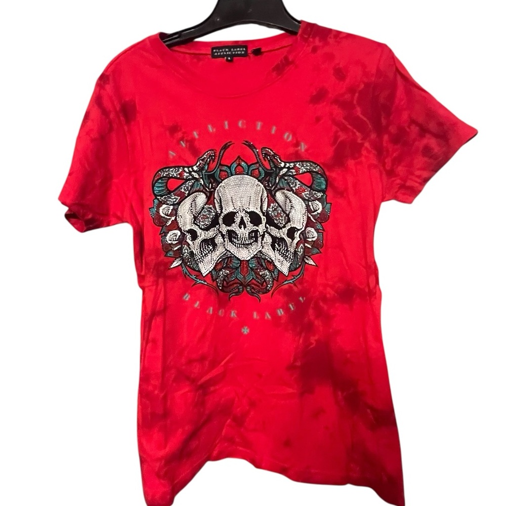 Affliction size large studded & Rhinestone T-shirt with skull designs
